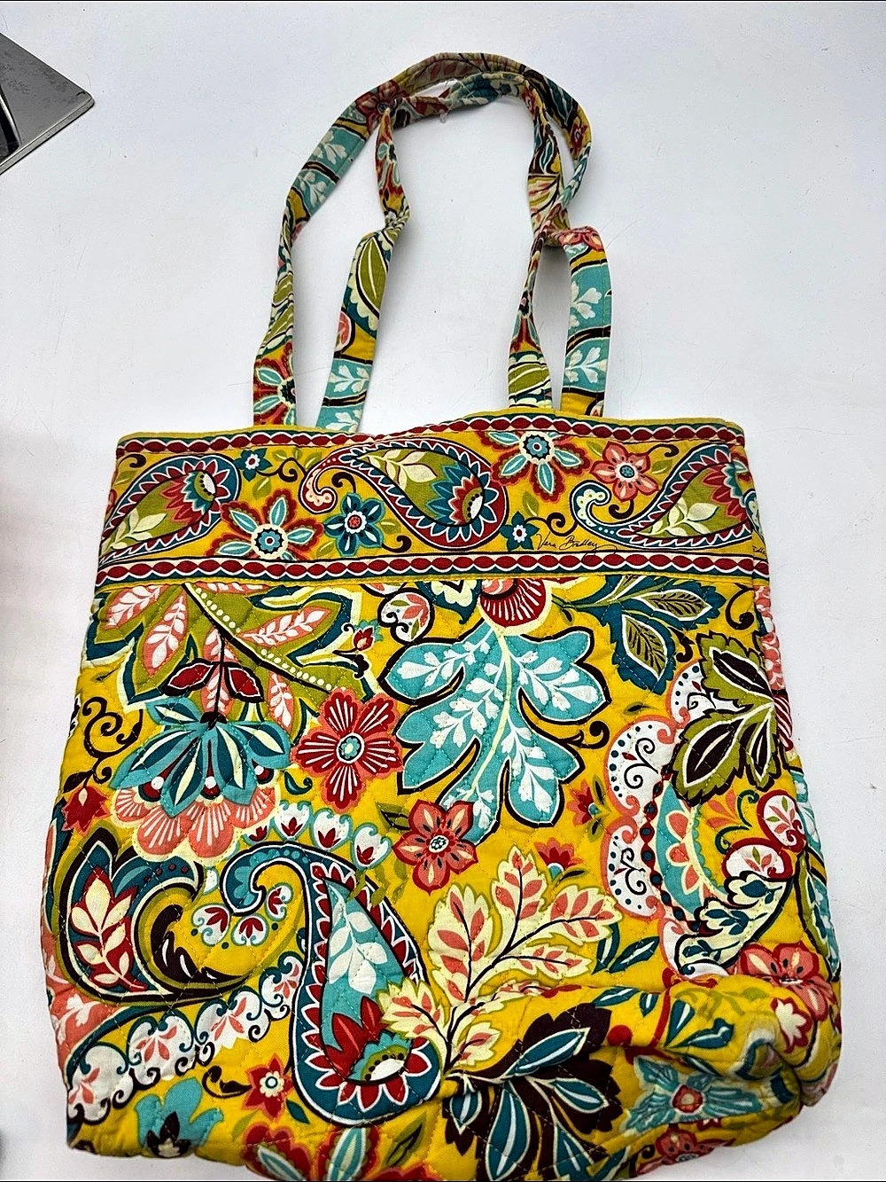 Vera Bradley Venetian Paisley Toggle Tote Yellow & Multicolor